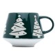 Christmas Tree Green Glaze Relief Stoneware Mug
