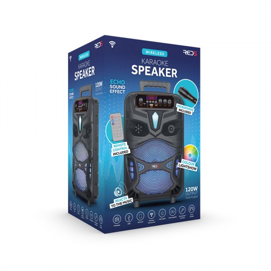 The Source Karaoke Speaker with Mic Ηχείο με λειτουργία karaoke με μικρόφωνο και χειριστήριο σε μαύρο χρώμα