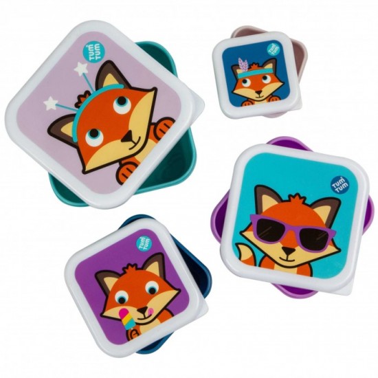 TUMTUM Nesting Children's Snack Boxes, Set of 4, Felicity Fox