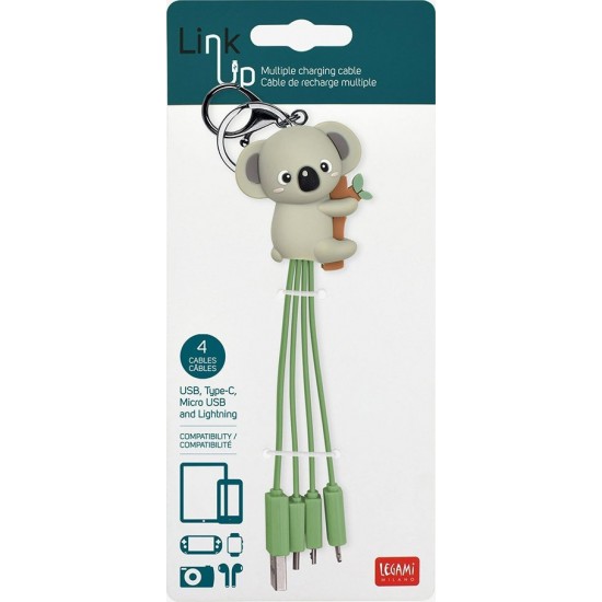 Legami Koala Multi-Charging Cable Keychain