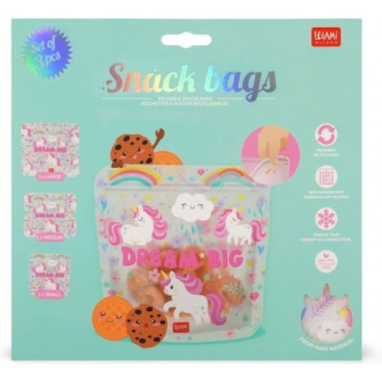 Legami Set of reusable food bags unicorns