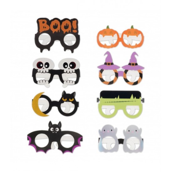 Set of 8 Pairs of Paper Eyeglasses Halloween
